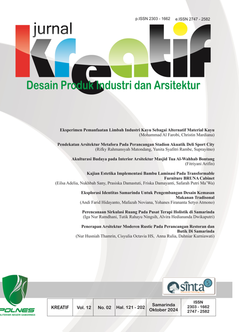 Jurnal Kreatif: Desain Produk Industri dan Arsitektur